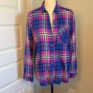 Express Purple & Blue Plaid Button-Down Shirt